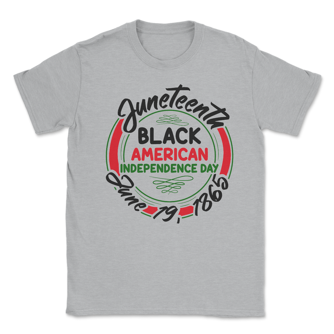 Juneteenth-black-american-independence-day-tee-shirt-grey-fab five print shop