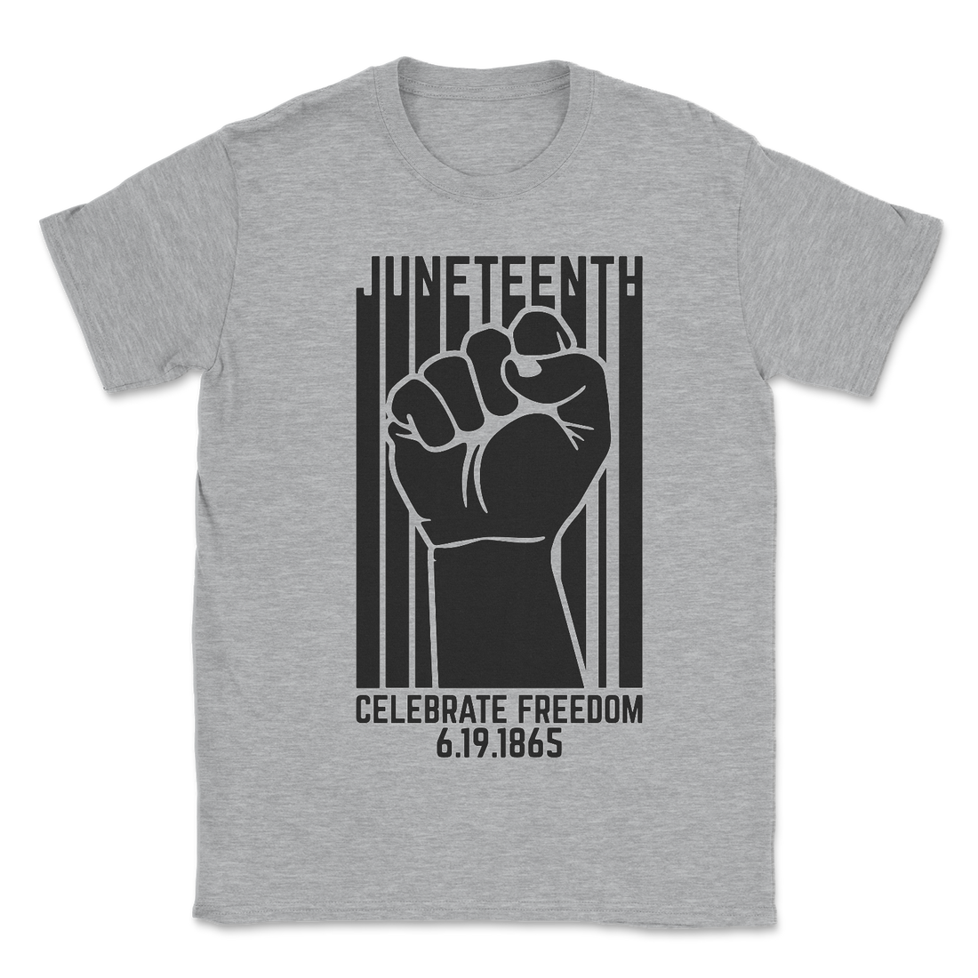 juneteenth-fist-celebrate-freedom-grey-tee-shirt-fab five print shop