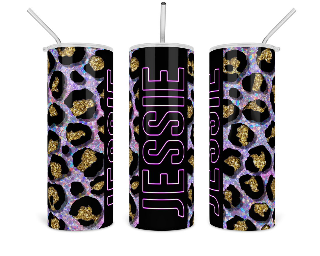 faux-glitter-purple-neon-leopard-custom-personalized-drink-water-tumbler-2-fab five print shop